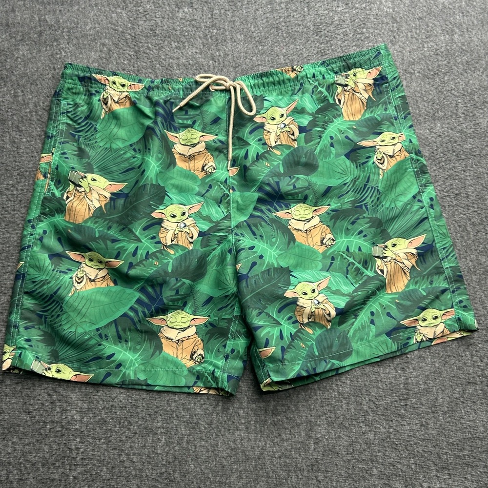 Star Wars Swim‎ Trunks Mens XXL Green The Mandalorian Baby Yoda